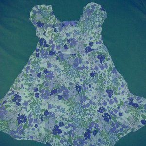 Peasant dress w/purple flowers and cap sleeve